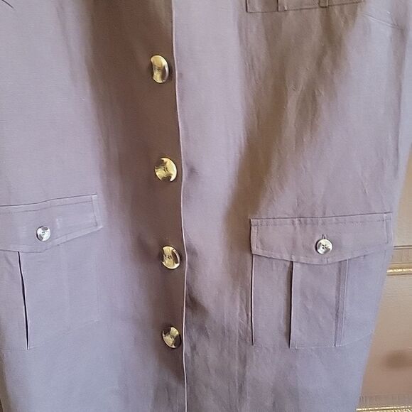 Jessica London- Linen/Rayon brown collared button down front Jacket 26W. NWT. - Picture 6 of 11